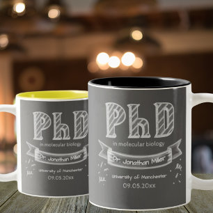 Doktoranden-Abschluss-Geschenk Tafel Universität Zweifarbige Tasse