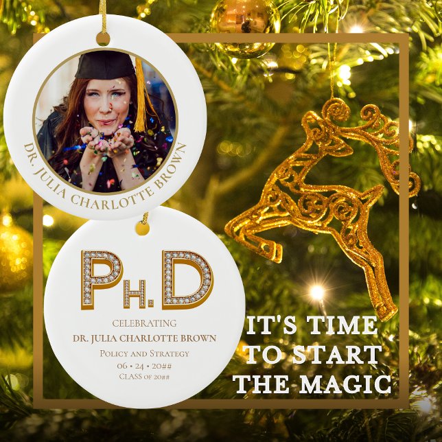 Doktorat Keepake Gift Weihnachtsgeschenk Foto Keramik Ornament (PhD Degree Doctorate Keepsake Christmas Gift with Photo Graduation Gift Present for PhD graduate)
