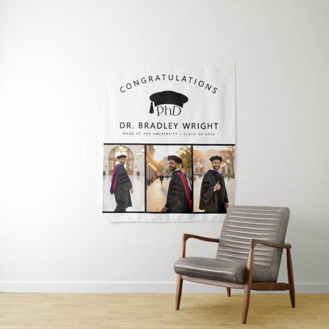 Doktorhut Promotionsabschluss Wandteppich (Beispiel)