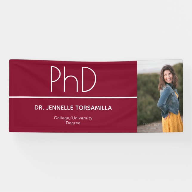 Doktortitel Burgundy White Abschluss Foto Banner (Horizontal)