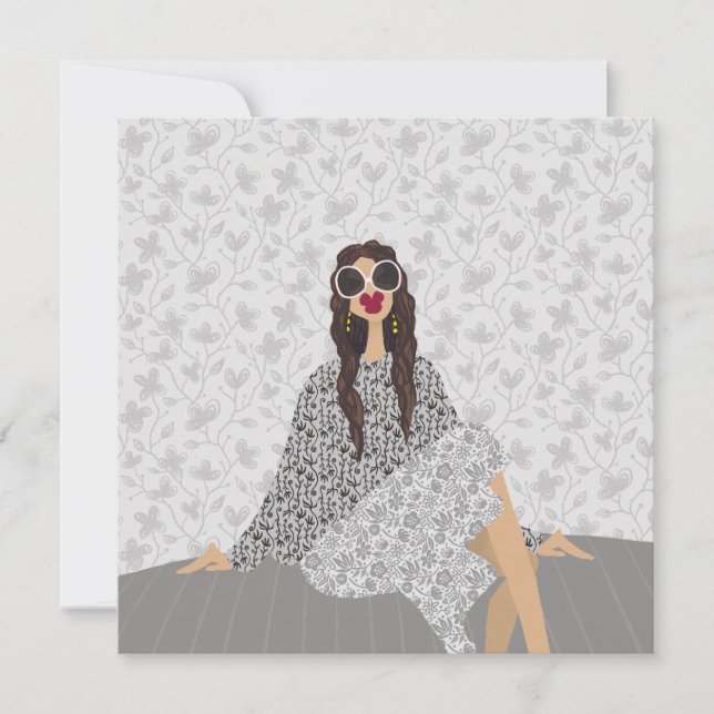 Dolce Far Niente Fashion Illustration Card Einladung (Vorderseite)