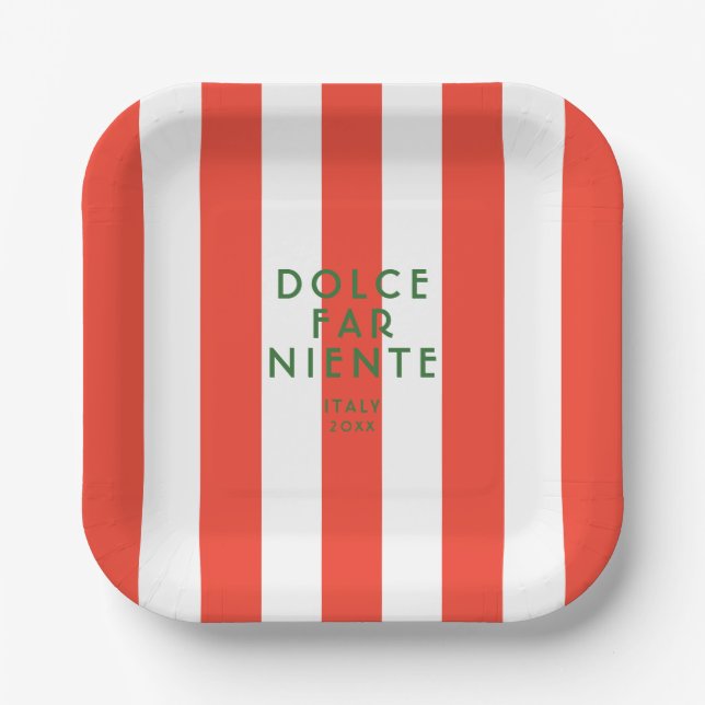 Dolce Far Niente Italien Rote Cabana Pappteller (Vorderseite)