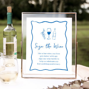Dolce Vita Brautparty "Sign the Wine" Zeichen Poster