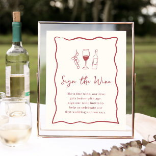 Dolce Vita Brautparty "Sign the Wine" Zeichen Poster