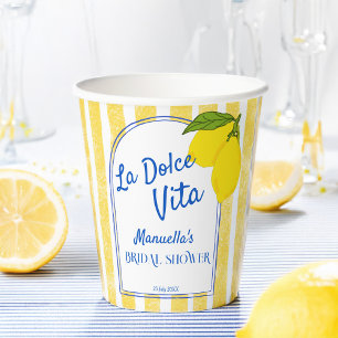 Dolce vita gelbe Zitronen italienische Brautparty Pappbecher
