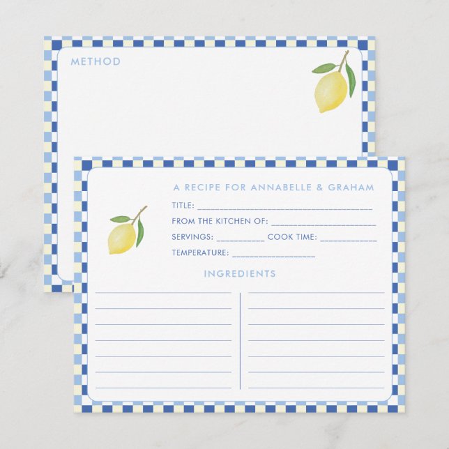 Dolce Vita Geometric Brautparty Rezept Card Einladung (Vorne/Hinten)