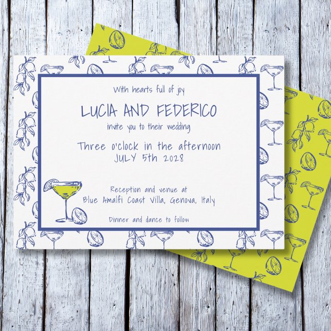 Dolce Vita Limoncello Italienische Hochzeit Einladung (Von Creator hochgeladen)
