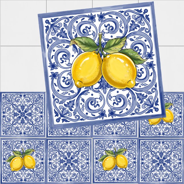 Dolce Vita Meditarrean Bleu & citrons Carreaux ita (Créateur téléchargé)