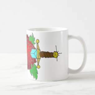 Dolch Rosen-in der klassischen Blumen-Tätowierung Kaffeetasse