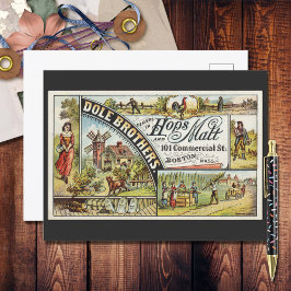 Dole Brothers Ad Hops und Malt Ephememery Postkarte