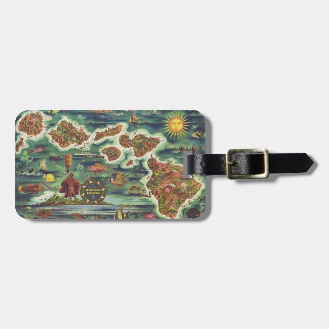 Dole-Karte 1950 der Ölfarbe Hawaiis Joseph Feher Gepäckanhänger (Vorderseite horizontal)