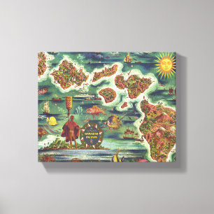 Dole-Karte von Hawaii 1950 • Ölfarbe Josephs Fe Leinwanddruck