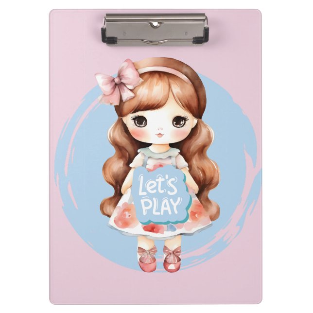 Doll Design - Thema "Lass's Play" Klemmbrett (Vorderseite)
