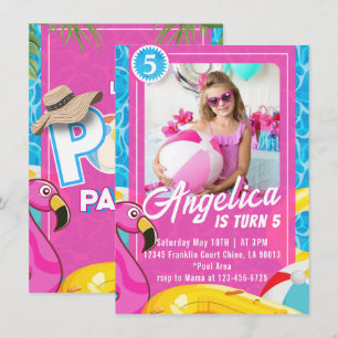 Doll Pink Fashion Pool zum Geburtstag Einladung
