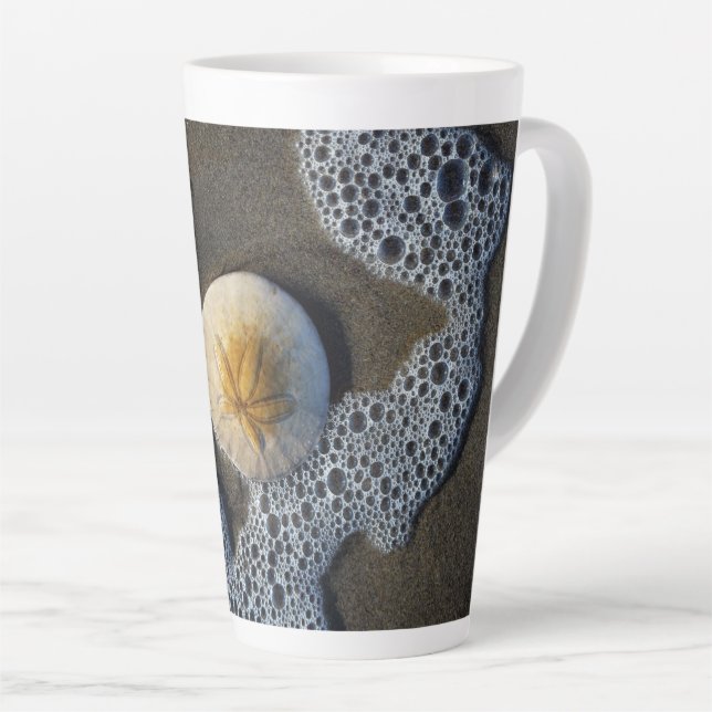 Dollar de sable et Surf de plage Photo Latte Mug (Angle droit)