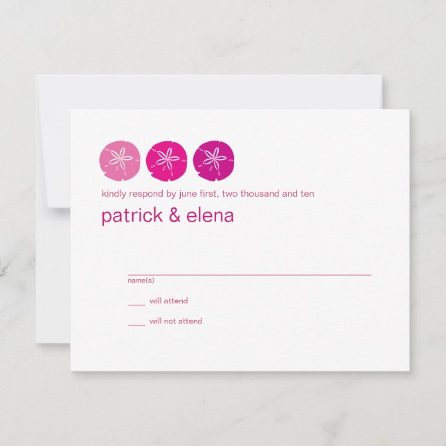 Dollar de sable rose, carte RSVP de mariage de pla (Devant)