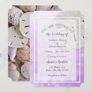 Dollar De Sable Violet Thème Mariage Invitations