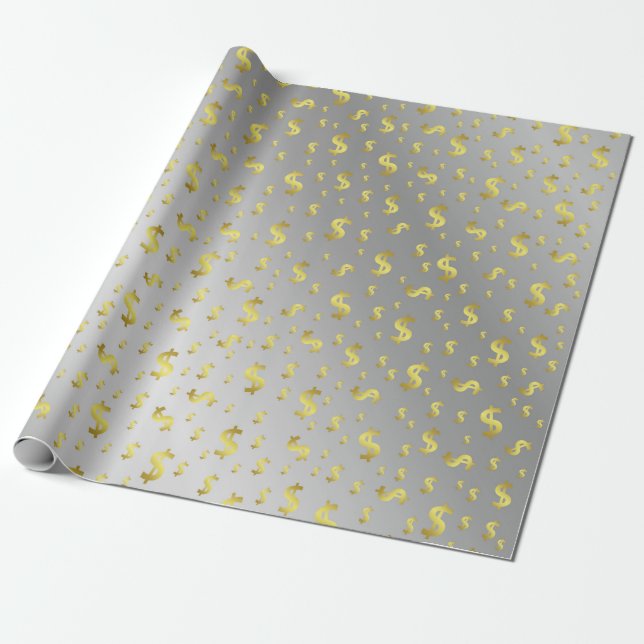Dollar, Gold, Blatt, Blätter, Muster, modern, Geschenkpapier (Ungerollt)