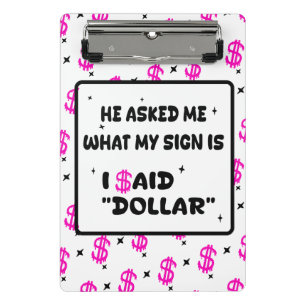 Dollar ist mein Zeichen – Hot Pink Hustle Design Mini Klemmbrett