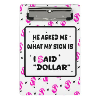 Dollar ist mein Zeichen – Hot Pink Hustle Design Mini Klemmbrett