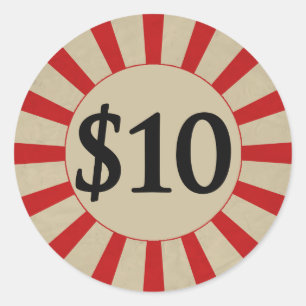 (Dollar) runder glatter Preis $10 Aufkleber