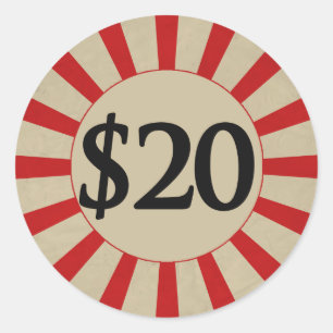 (Dollar) runder glatter Preis $20 Aufkleber