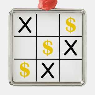 Dollar Tic Tac Toe Silbernes Ornament