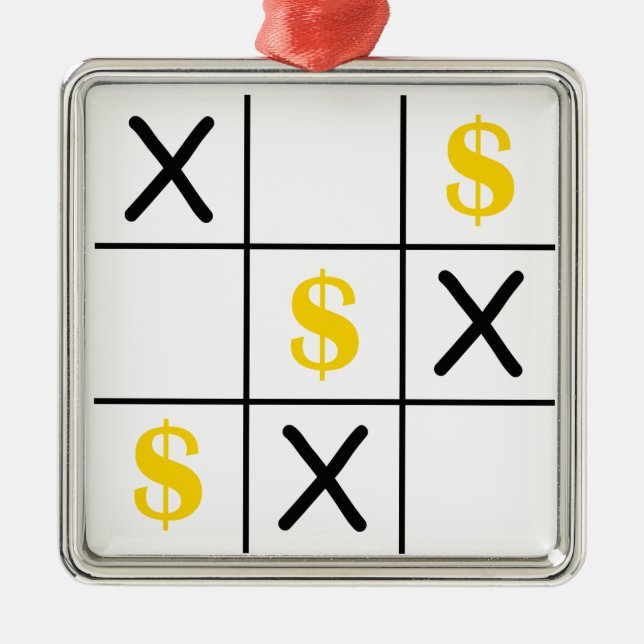 Dollar Tic Tac Toe Silbernes Ornament (Vorne)