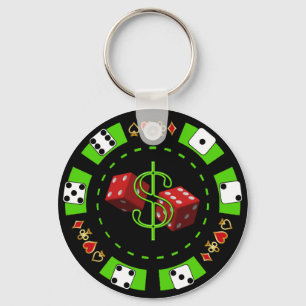 DOLLAR UND WÜRFEL-POKER-CHIP SCHLÜSSELANHÄNGER