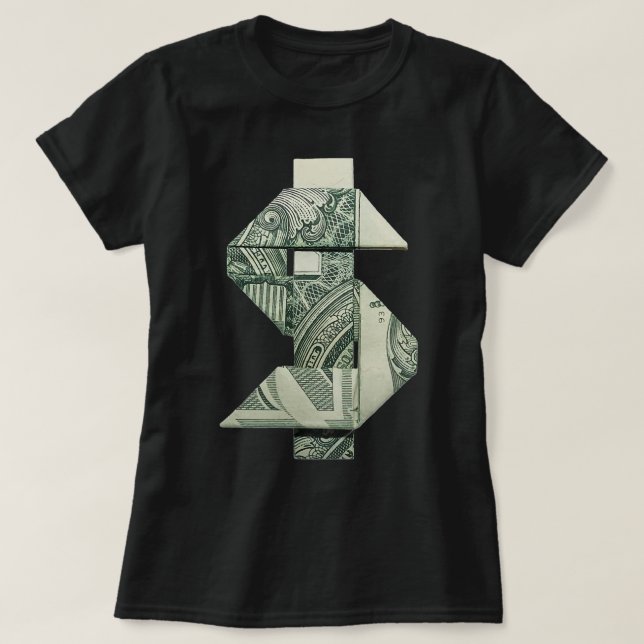 Dollar-Zahlungsmittel Origami-Bargeld T-Shirt (Design vorne)
