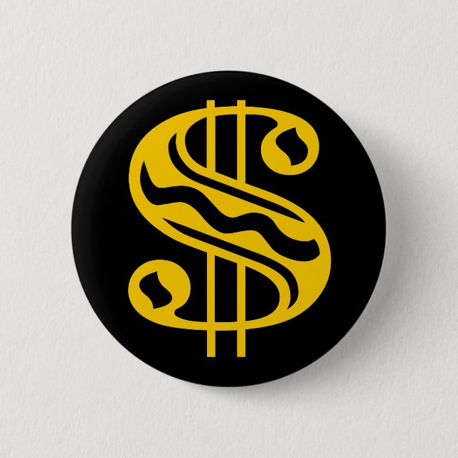 Dollar-Zeichen - gelb Button (Vorderseite)