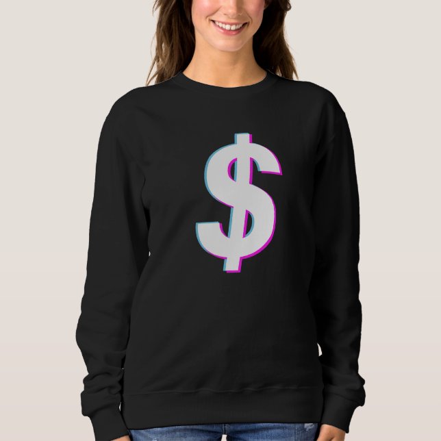 Dollar-Zeichen Vaporwave-Ästhetische Glitch Sweatshirt (Vorderseite)