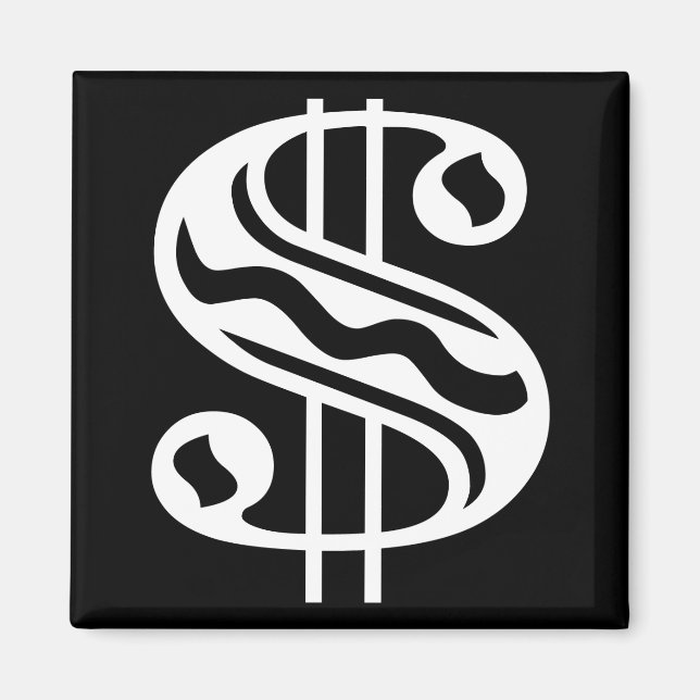 Dollar-Zeichen - weiß Magnet (Vorne)