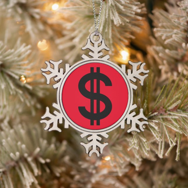 Dollarsignatur Schneeflocken Zinn-Ornament (Baum)