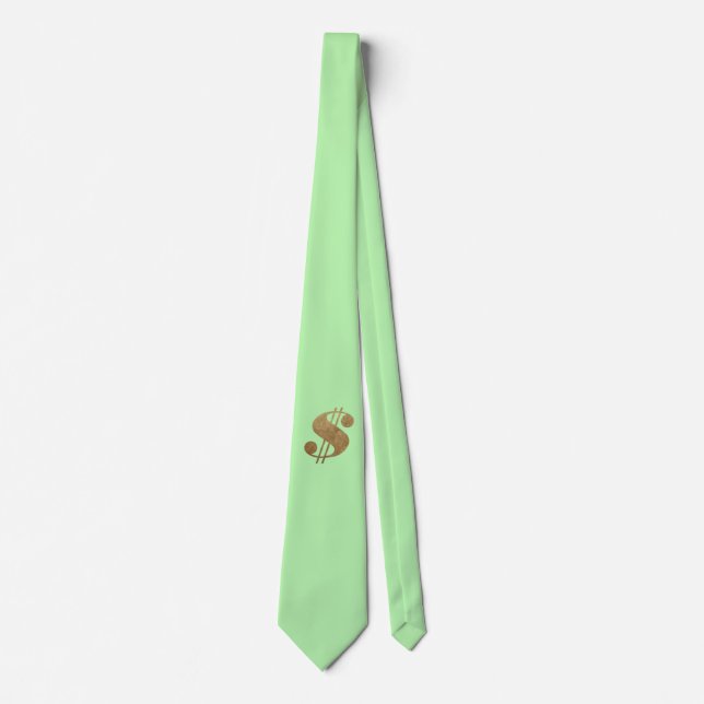 Dollarsigne in Gold Glitzer Design Leichte grüne K Krawatte (Vorderseite)