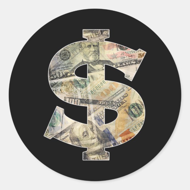 Dollarzeichen Cool Geld Runder Aufkleber (Vorderseite)