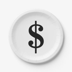 Dollarzeichen  Einfache klassische Alphabete Pappteller