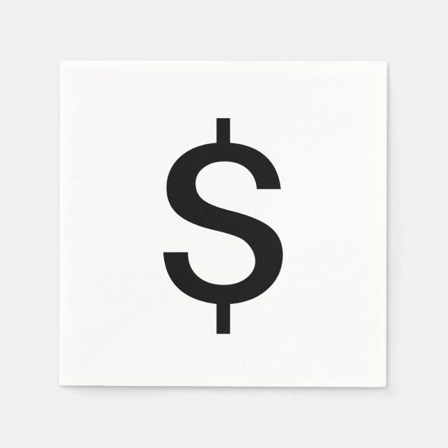Dollarzeichen | Einfache moderne Alphabet Serviette (Vorderseite)