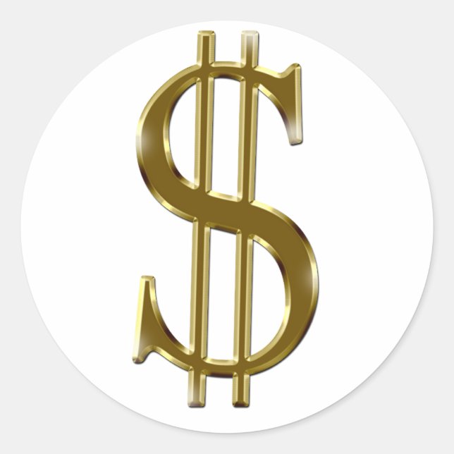 Dollarzeichen Gold Runder Aufkleber (Vorderseite)