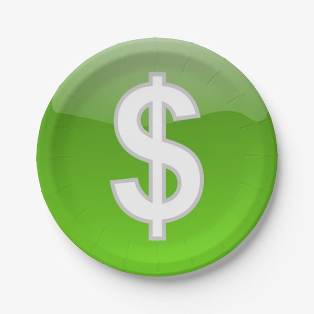 Dollarzeichen Pappteller (Vorderseite)