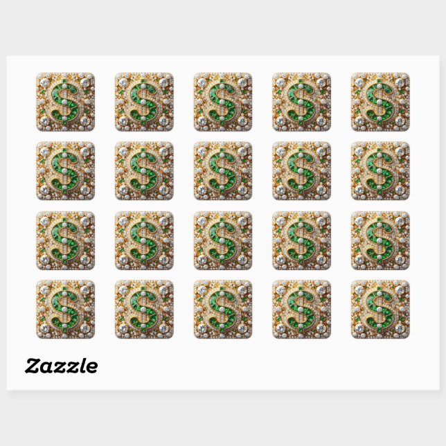 Dollarzeichen  quadratischer aufkleber (Blatt)