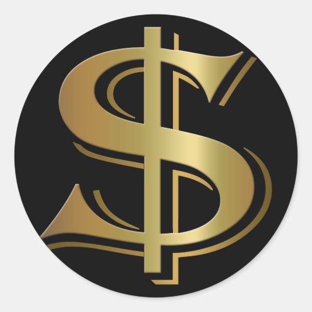 Dollarzeichen Runder Aufkleber (Vorderseite)