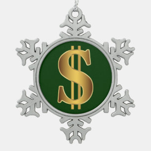 Dollarzeichen Schneeflocken Zinn-Ornament