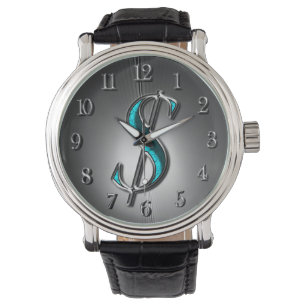 Dollarzeichen Türkis und Silber Armbanduhr