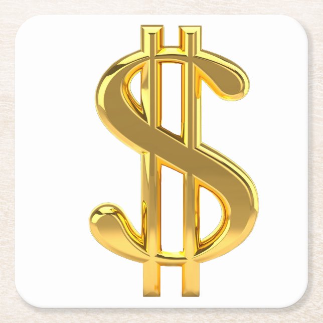 Dollarzeichen-Untersetzer Rechteckiger Pappuntersetzer (Vorderseite)