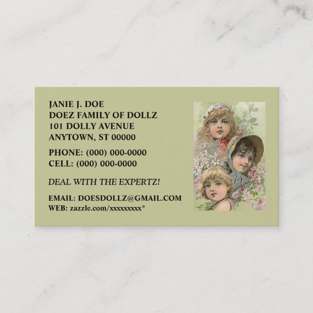DOLLS DOLL BUSINESS CONTACT INFO EXCHANGE CARD VISITENKARTE (Vorderseite)