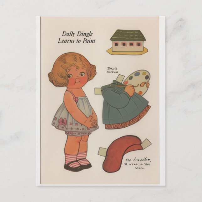 DOLLY DINGLE paperdoll Learn to paint Postcard Postkarte (Vorderseite)