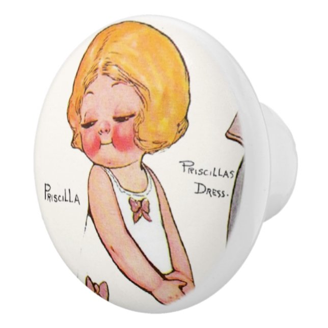 Dolly Dingle Vintage Decopauge Art Keramikknauf (Rechts)