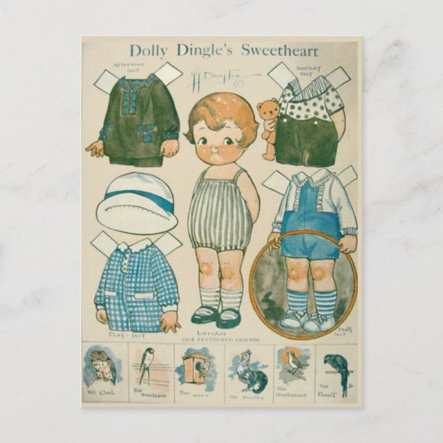 Dolly Dingle's Sweetheart Paper Doll Postcard Postkarte (Vorderseite)