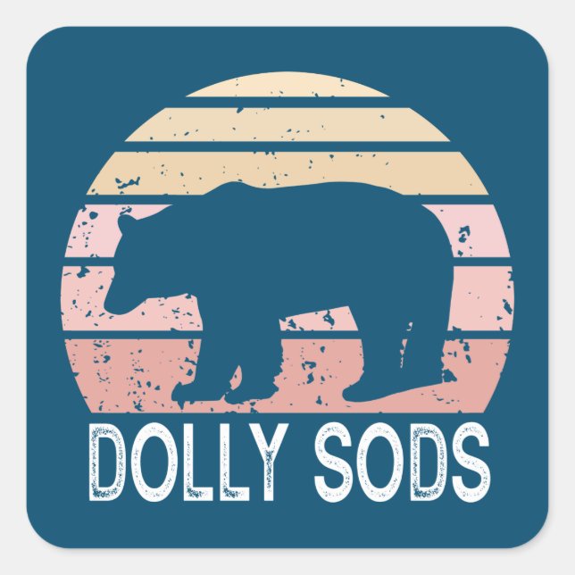 Dolly Sods Wilderness Retro Bär Quadratischer Aufkleber (Vorderseite)